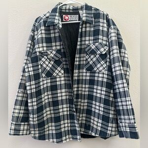 Vintage flannel jacket blue white plaid XXL Sports Afield Shacket